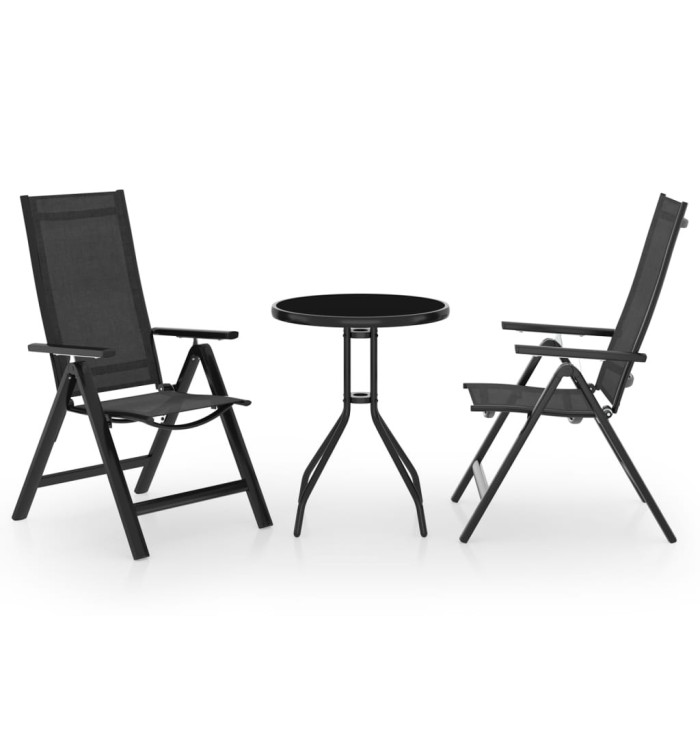 Ensemble de bistro 3 pcs noir et anthracite | Mobilier & Déco