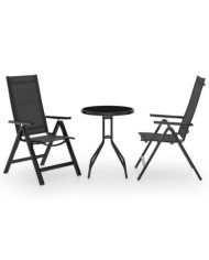 Ensemble de bistro 3 pcs noir et anthracite | Mobilier & Déco