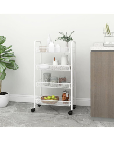 Chariot de cuisine à 4 niveaux Blanc 46x26x85 cm Fer | Mobilier & Déco