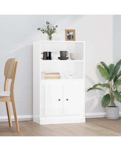 Buffet haut blanc brillant 60x35,5x103,5 cm bois d'ingénierie | Mobilier & Déco