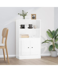 Buffet haut blanc brillant 60x35,5x103,5 cm bois d'ingénierie | Mobilier & Déco
