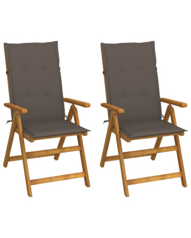 Chaises inclinables de jardin lot de 2 et coussins Bois acacia | Mobilier & Déco