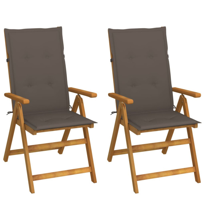 Chaises inclinables de jardin lot de 2 et coussins Bois acacia | Mobilier & Déco