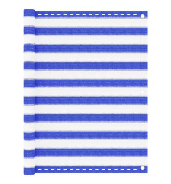 Écran de balcon Bleu et blanc 120x600 cm PEHD | Mobilier & Déco