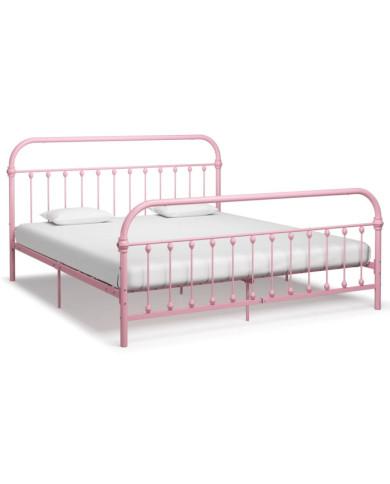 Cadre de lit sans matelas rose métal 180x200 cm | Mobilier & Déco