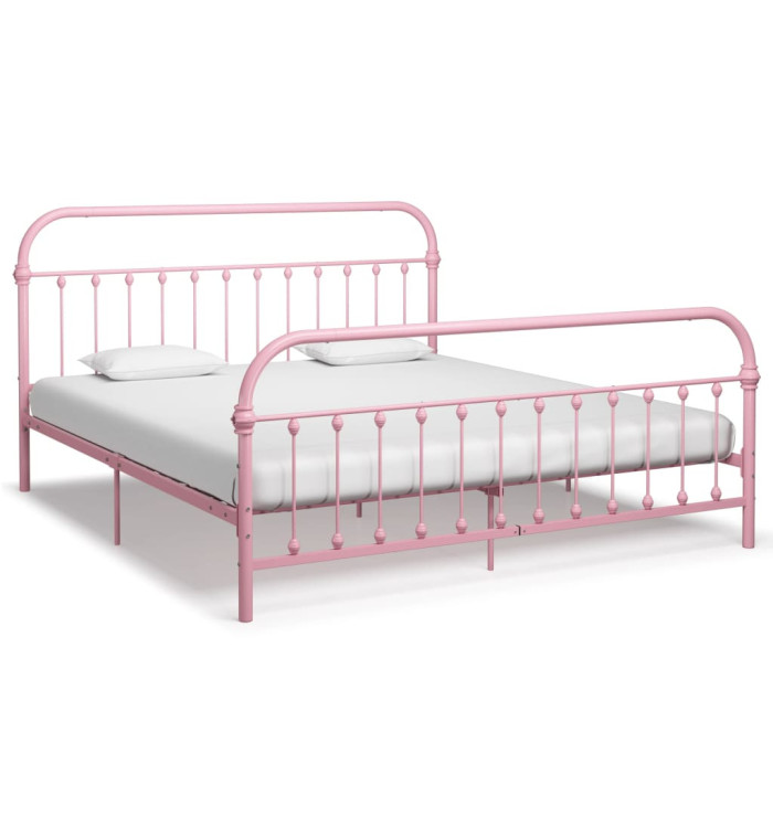 Cadre de lit sans matelas rose métal 180x200 cm | Mobilier & Déco