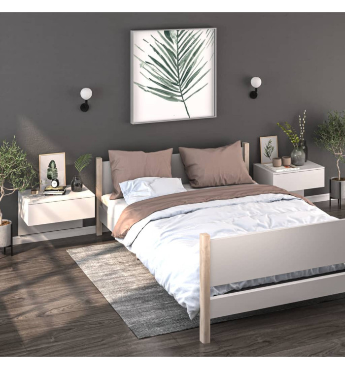 Tables de chevet murales 2 pcs Blanc | Mobilier & Déco
