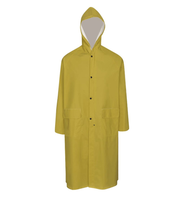 Manteau de pluie long imperméable résistant à capuche jaune L | Mobilier & Déco