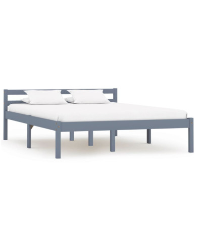 Cadre de lit sans matelas gris bois de pin massif 120x200 cm | Mobilier & Déco