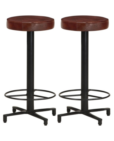 Tabourets de bar lot de 2 66 cm cuir véritable | Mobilier & Déco
