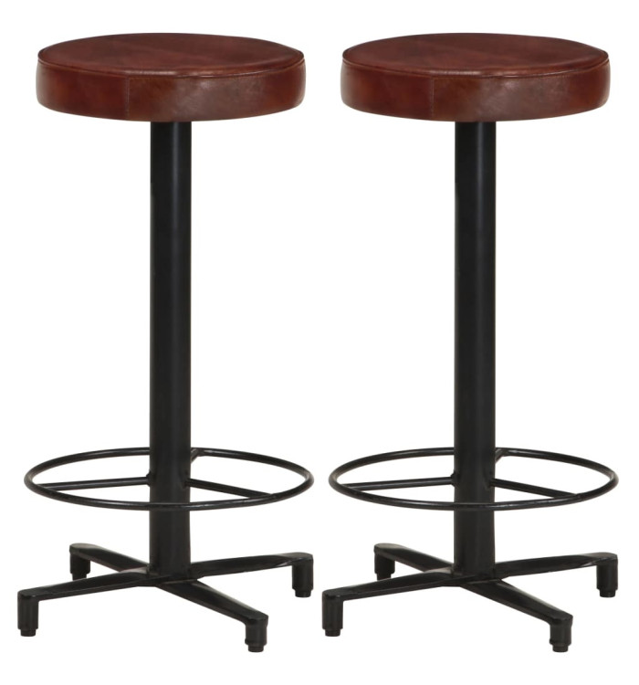 Tabourets de bar lot de 2 66 cm cuir véritable | Mobilier & Déco