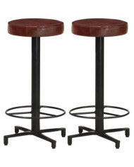 Tabourets de bar lot de 2 66 cm cuir véritable | Mobilier & Déco