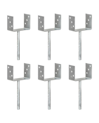 Piquets de clôture 6 pcs Argenté 14x6x30 cm Acier galvanisé | Mobilier & Déco