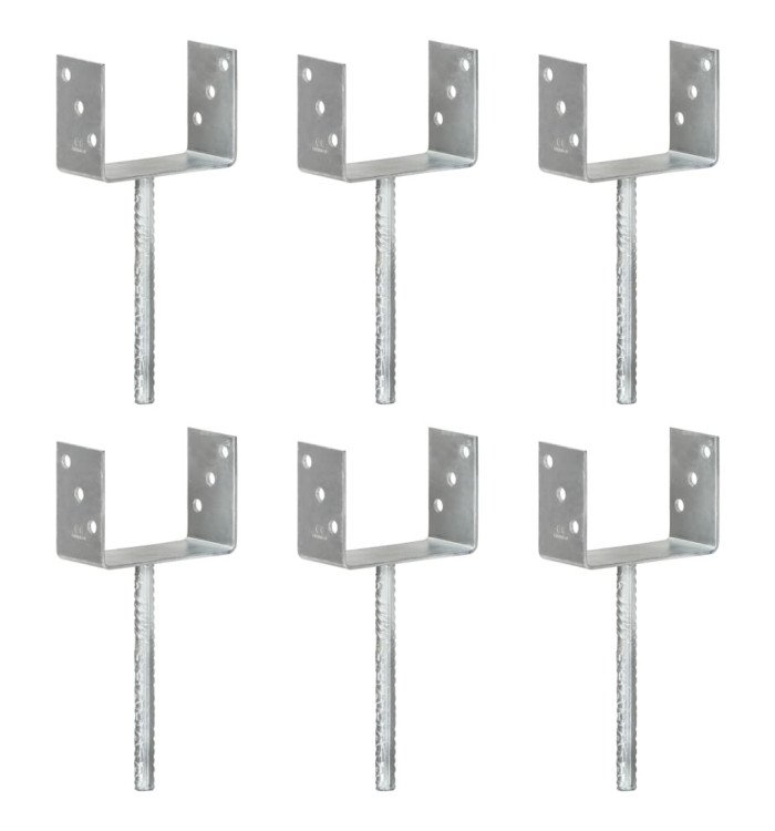 Piquets de clôture 6 pcs Argenté 14x6x30 cm Acier galvanisé | Mobilier & Déco