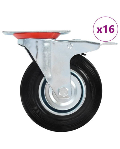 16 pcs Roulettes pivotantes 125 mm | Mobilier & Déco