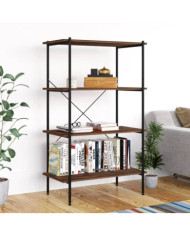 Étagère à 4 niveaux noir et naturel 80x40x130 cm | Mobilier & Déco