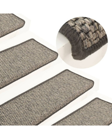 Tapis d'escalier autocollants 15 pcs 65x21x4 cm Gris et beige | Mobilier & Déco