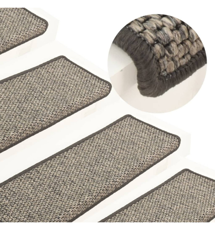 Tapis d'escalier autocollants 15 pcs 65x21x4 cm Gris et beige | Mobilier & Déco