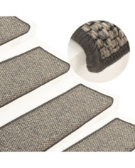 Tapis d'escalier autocollants 15 pcs 65x21x4 cm Gris et beige | Mobilier & Déco
