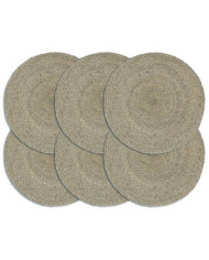 Napperons 6 pcs Gris Plain 38 cm Rond Jute | Mobilier & Déco