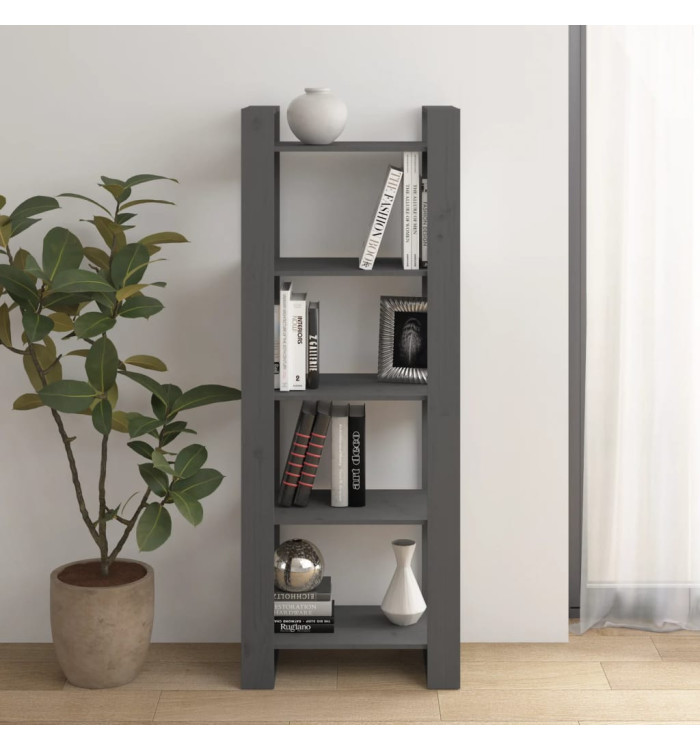 Bibliothèque/Séparateur de pièce Gris 60x35x160 cm Bois massif | Mobilier & Déco