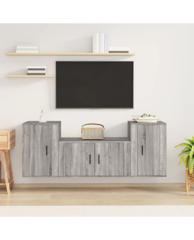 Ensemble de meubles TV 3 pcs Sonoma gris Bois d'ingénierie | Mobilier & Déco