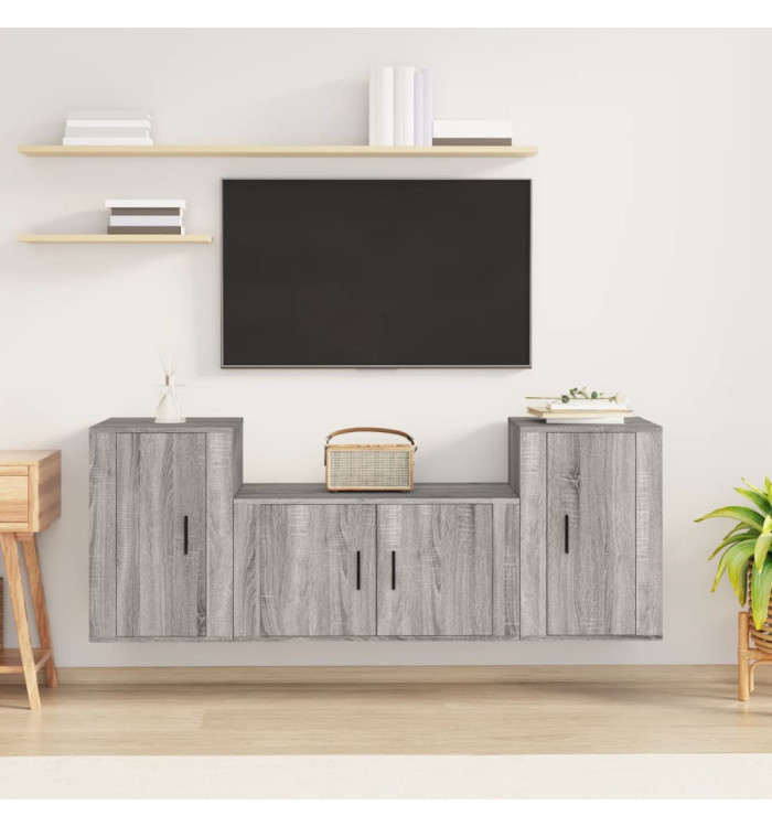 Ensemble de meubles TV 3 pcs Sonoma gris Bois d'ingénierie | Mobilier & Déco
