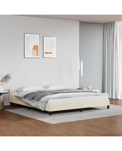 Cadre de lit avec tête de lit sans matelas crème 160x200 cm | Mobilier & Déco