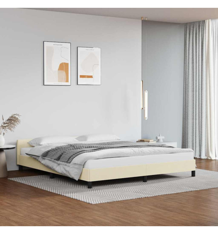Cadre de lit avec tête de lit sans matelas crème 160x200 cm | Mobilier & Déco