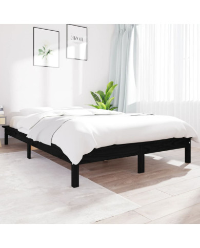 Cadre de lit sans matelas noir bois massif | Mobilier & Déco