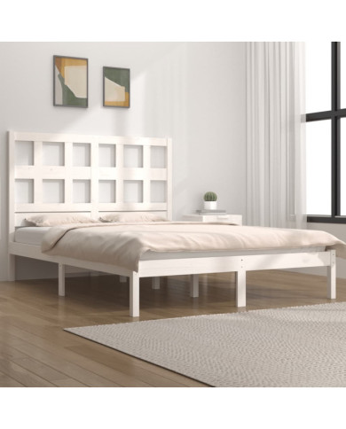 Cadre de lit sans matelas blanc 160x200 cm bois de pin massif | Mobilier & Déco