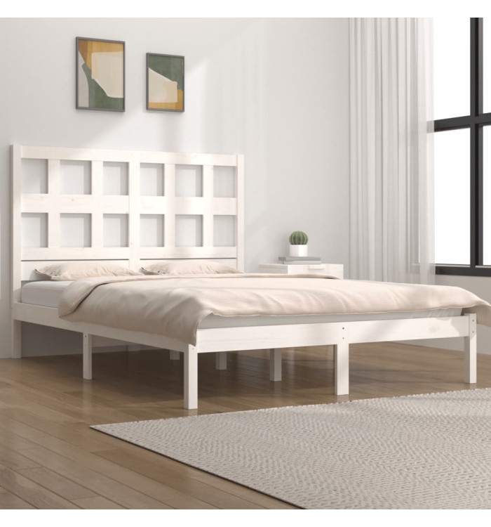Cadre de lit sans matelas blanc 160x200 cm bois de pin massif | Mobilier & Déco
