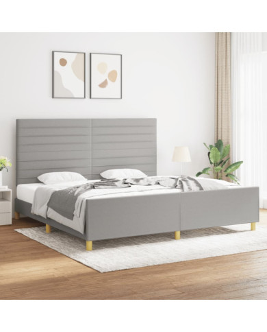Cadre de lit sans matelas gris clair 200x200 cm tissu | Mobilier & Déco