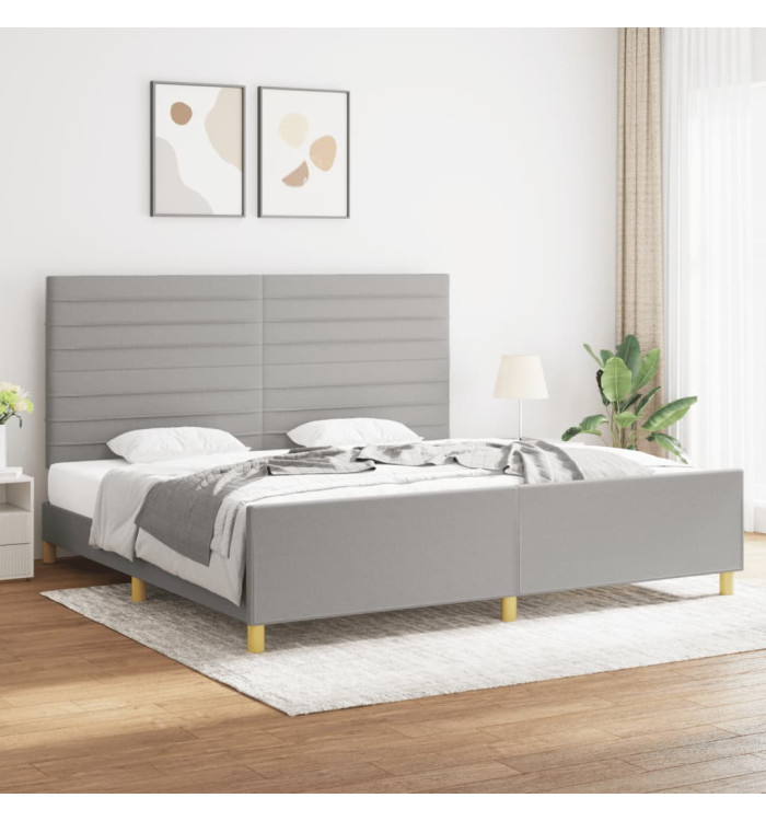 Cadre de lit sans matelas gris clair 200x200 cm tissu | Mobilier & Déco