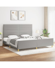 Cadre de lit sans matelas gris clair 200x200 cm tissu | Mobilier & Déco