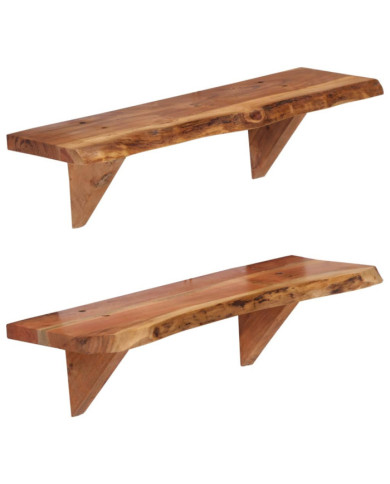 Étagères murales 2 pcs 60x20x18 cm Bois d'acacia massif | Mobilier & Déco
