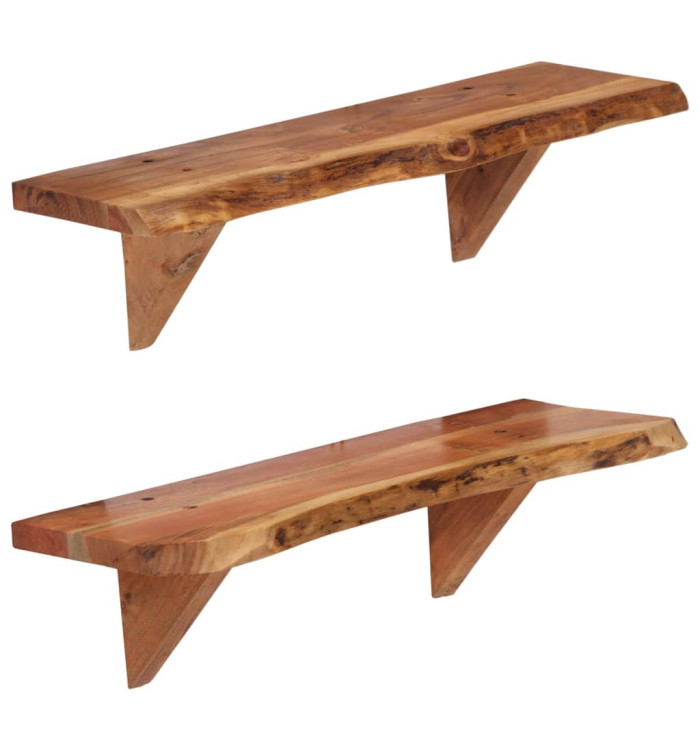 Étagères murales 2 pcs 60x20x18 cm Bois d'acacia massif | Mobilier & Déco