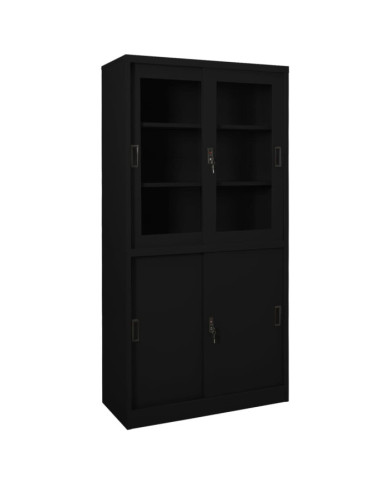 Armoire de bureau et porte coulissante Blanc 90x40x180 cm Acier | Mobilier & Déco