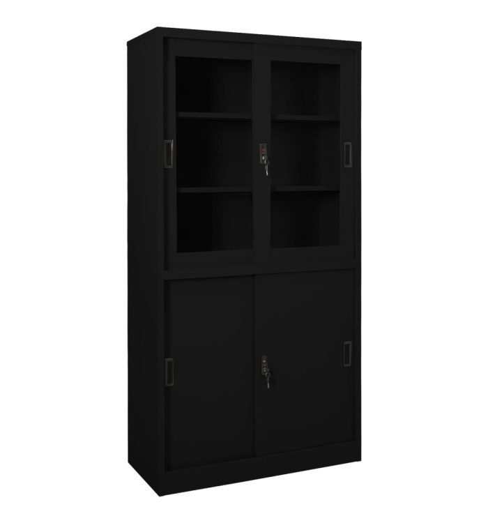 Armoire de bureau et porte coulissante Blanc 90x40x180 cm Acier | Mobilier & Déco