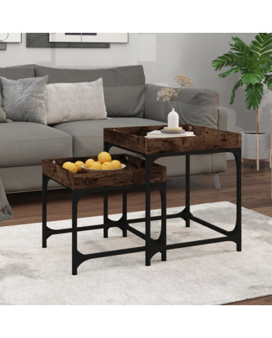 Tables d'appoint 2 pcs Chêne fumé Bois d'ingénierie | Mobilier & Déco