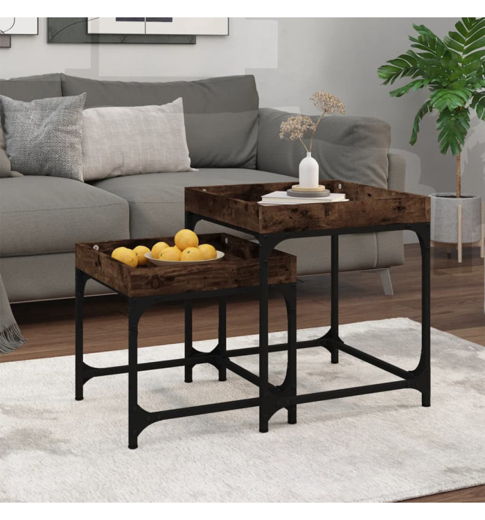 Tables d'appoint 2 pcs Chêne fumé Bois d'ingénierie | Mobilier & Déco