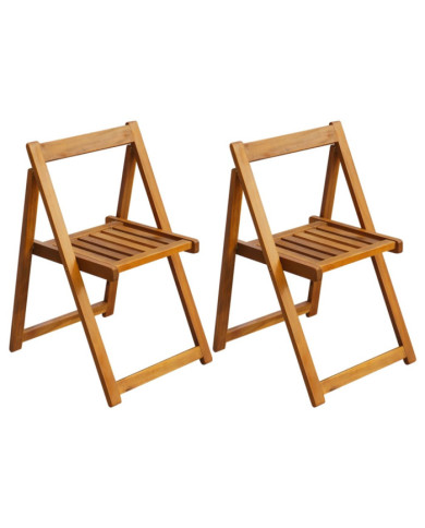 Chaises pliables de jardin lot de 2 Bois d'acacia solide | Mobilier & Déco