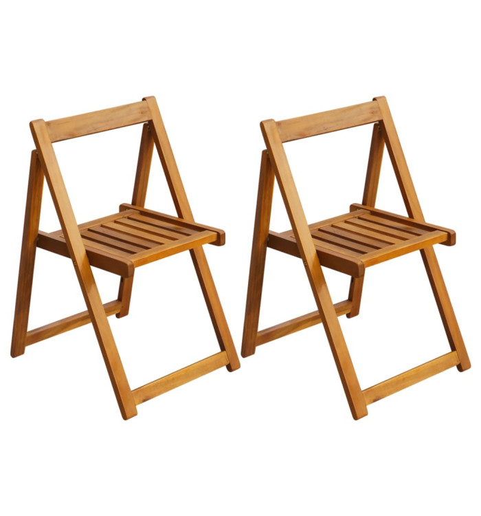 Chaises pliables de jardin lot de 2 Bois d'acacia solide | Mobilier & Déco