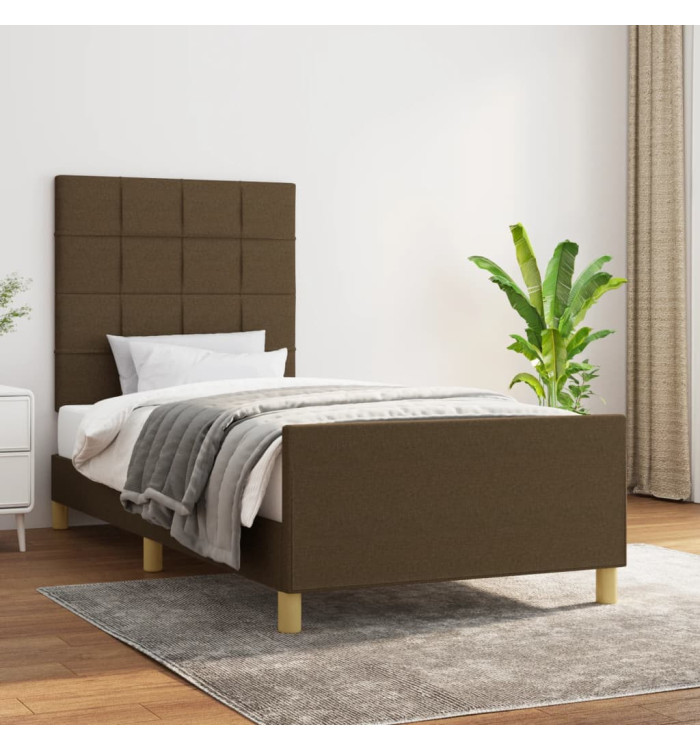 Cadre de lit sans matelas marron foncé 80x200 cm tissu | Mobilier & Déco
