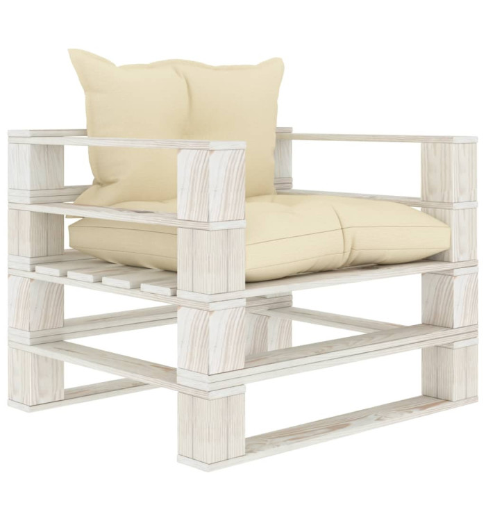 Canapé palette de jardin avec coussins crème Bois | Mobilier & Déco