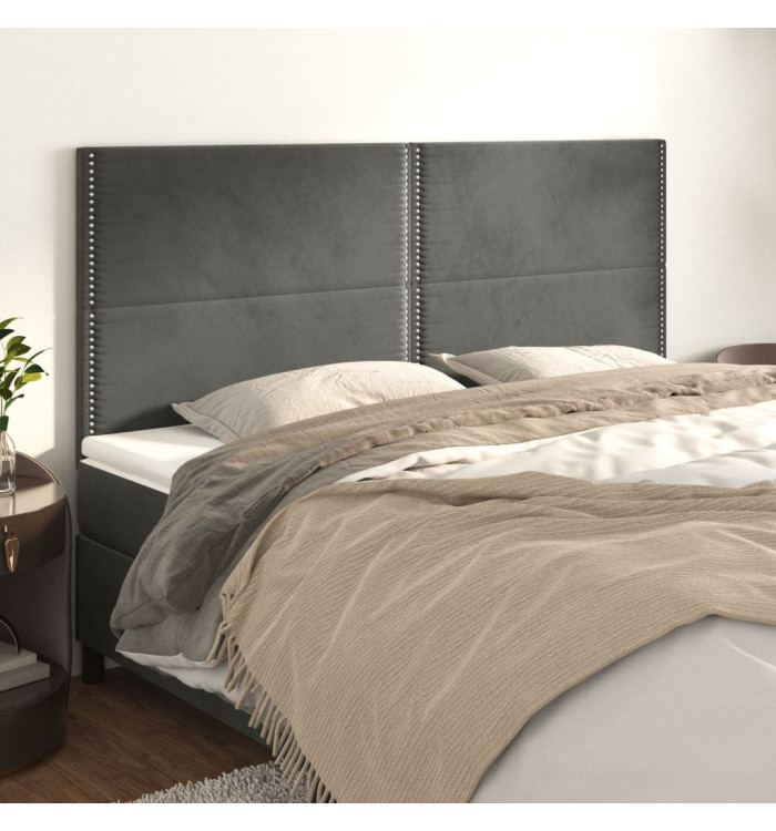 Têtes de lit 4 pcs Gris foncé 100x5x78/88 cm Velours | Mobilier & Déco