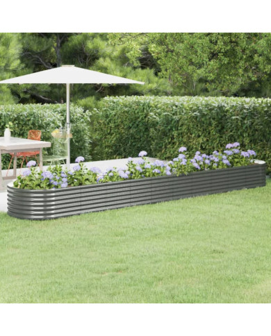 Lit surélevé de jardin Acier enduit de poudre 440x80x36 cm gris | Mobilier & Déco