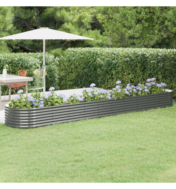 Lit surélevé de jardin Acier enduit de poudre 440x80x36 cm gris | Mobilier & Déco