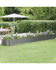 Lit surélevé de jardin Acier enduit de poudre 440x80x36 cm gris | Mobilier & Déco
