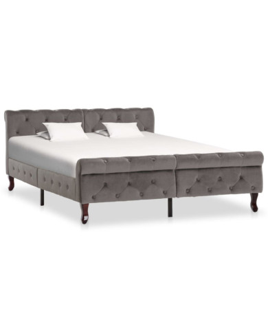 Cadre de lit sans matelas gris velours 140x200 cm | Mobilier & Déco
